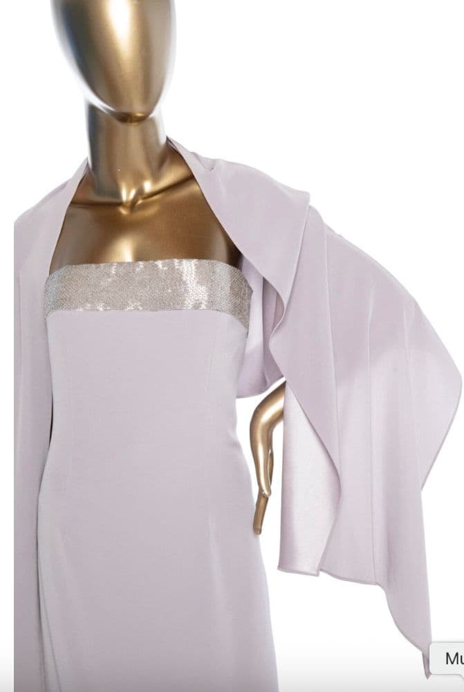 Bob Mackie Lavender Strapless Gown With Shawl - Image 3