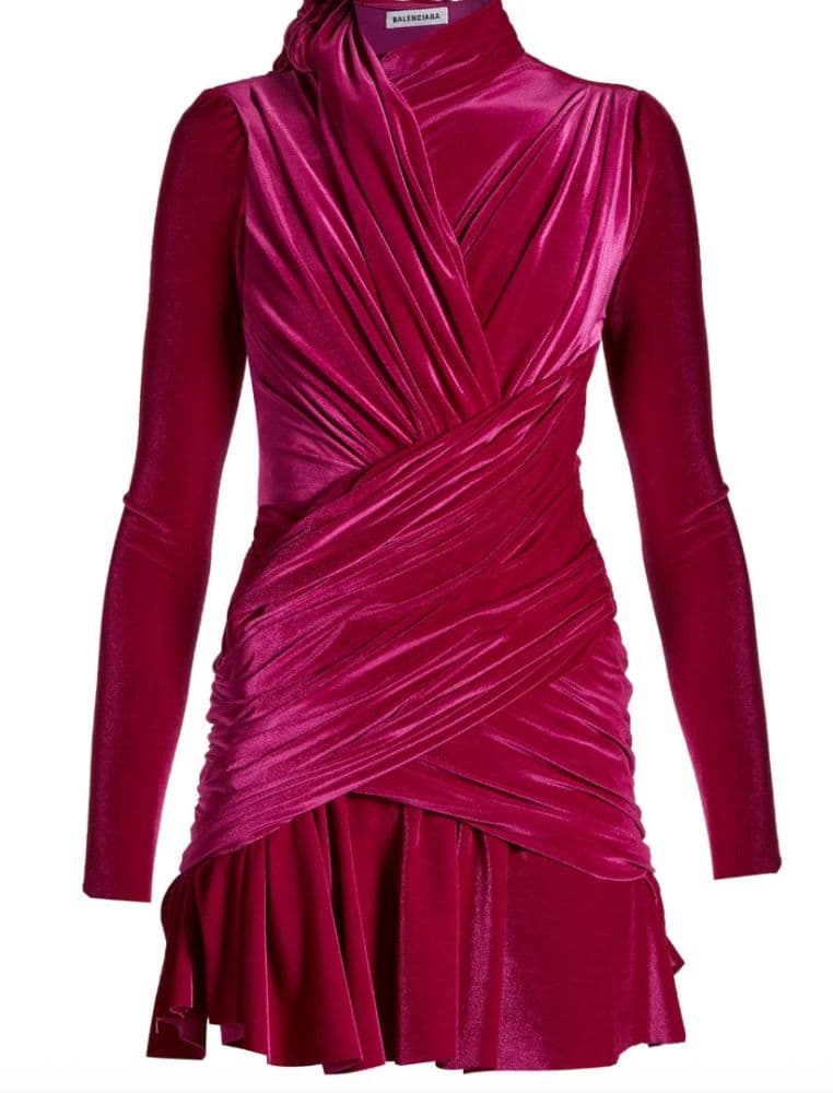 Balenciaga Fuchsia Velvet Mini Dress - Image 1