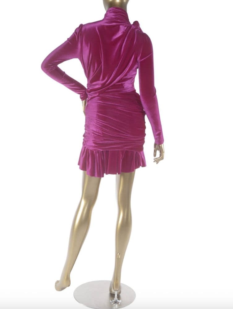 Balenciaga Fuchsia Velvet Mini Dress - Image 4