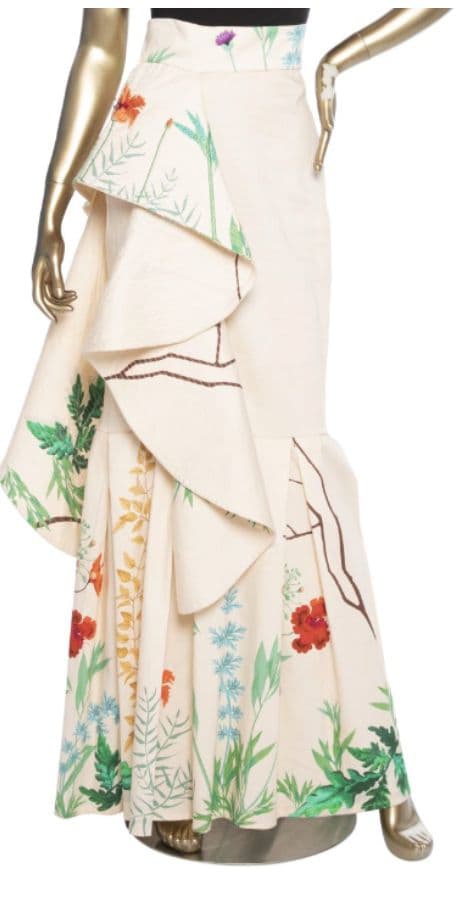 Johanna Ortiz 2017 Cream Floral Cicilia Embroidered Skirt - Image 3