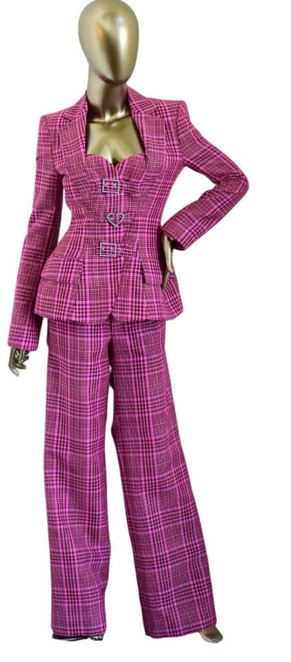 Area 2 Piece Pink Tweed Blazer And Pant Set - Image 3