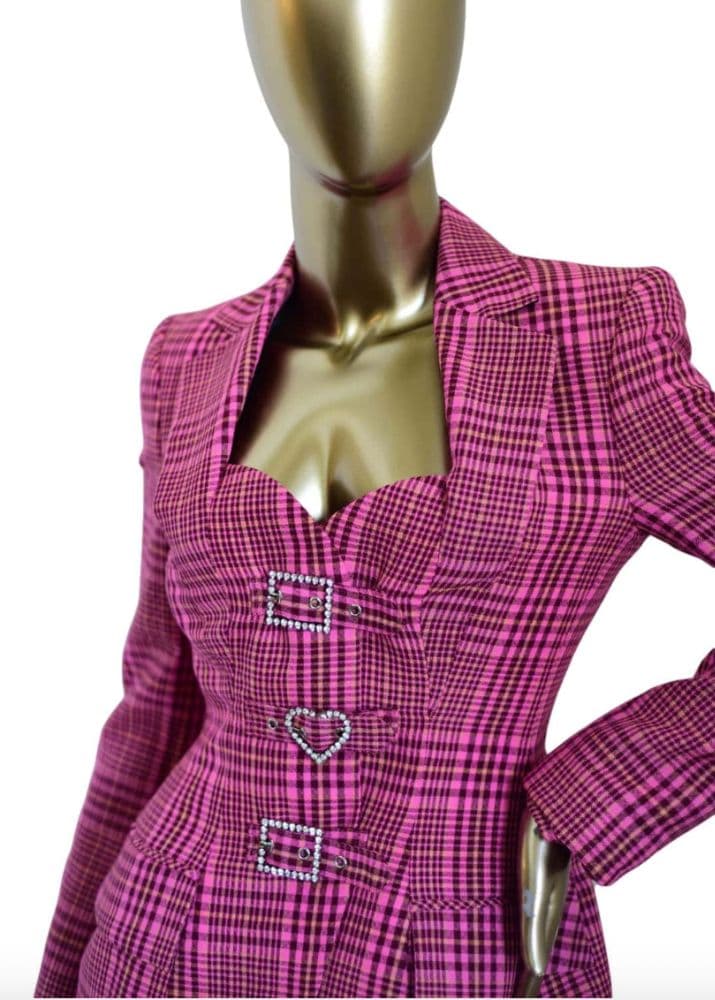 Area 2 Piece Pink Tweed Blazer And Pant Set - Image 4
