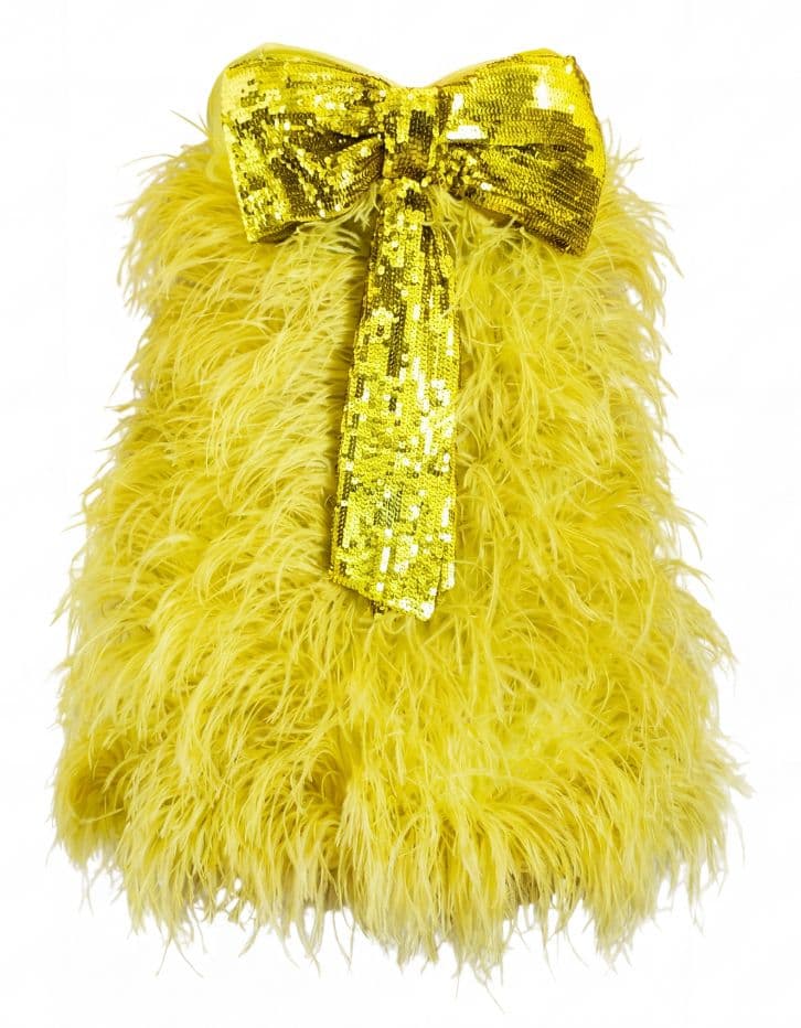 Attico 2019 Yellow/ Gold Feather Mini Dress - Image 5