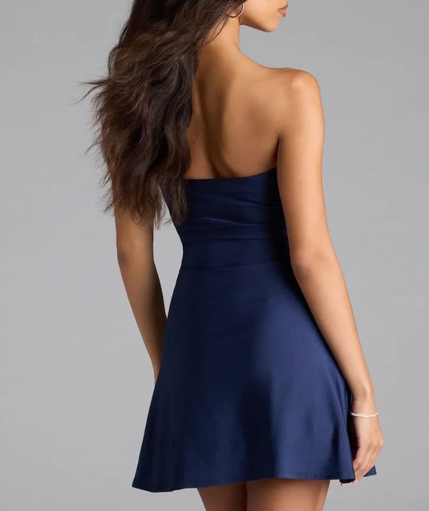 Windsor Navy Blue Strapless Mini Dress - Image 2