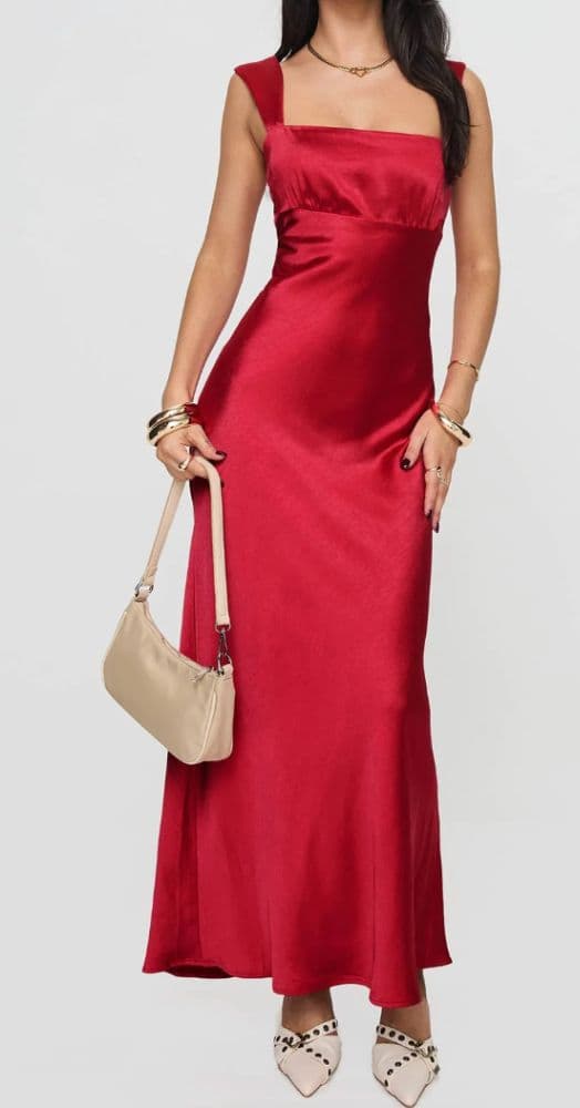 Princess Polly Radioactive Cut Maxi Dress Red - Image 2