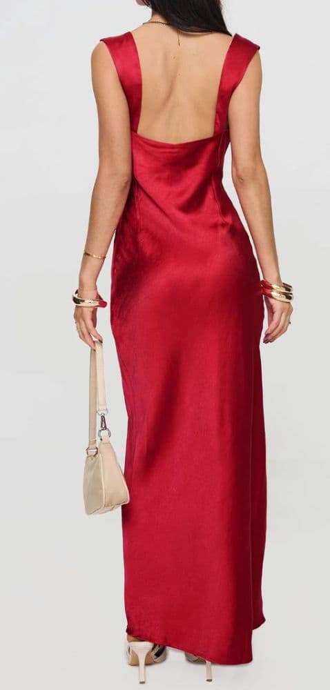 Princess Polly Radioactive Cut Maxi Dress Red - Image 3
