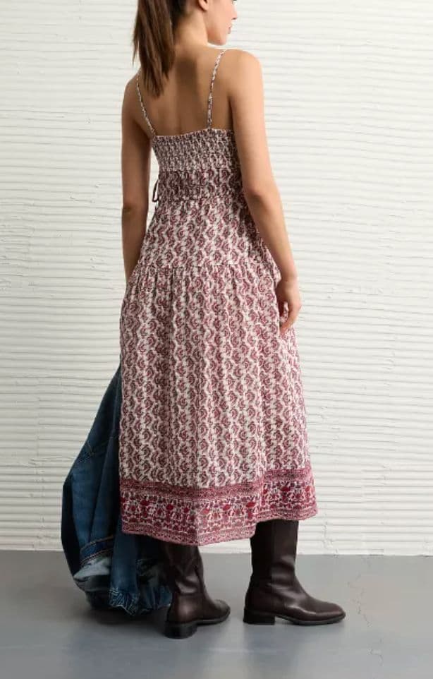 American Eagle Red and White Flowy Dress - Image 2