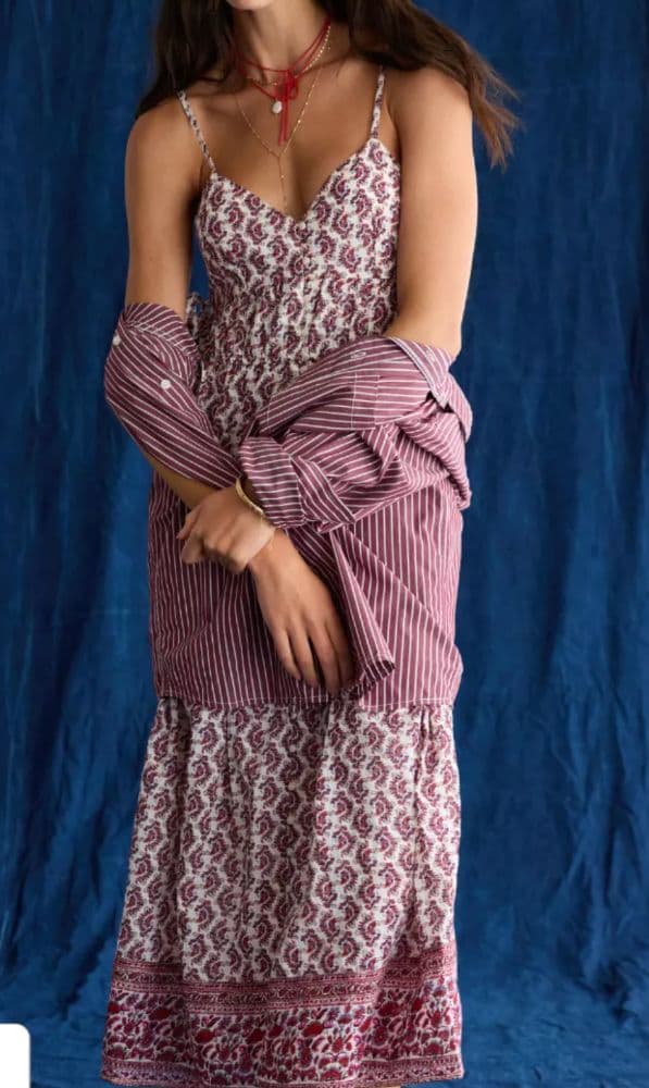 American Eagle Red and White Flowy Dress - Image 3
