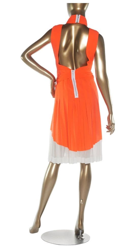 Dion Lee Orange And White Pleated Midi Dress Ss 2014 - Image 2