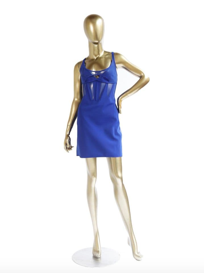 Mugler Sheer Panel Mini Dress Royal Blue - Image 5