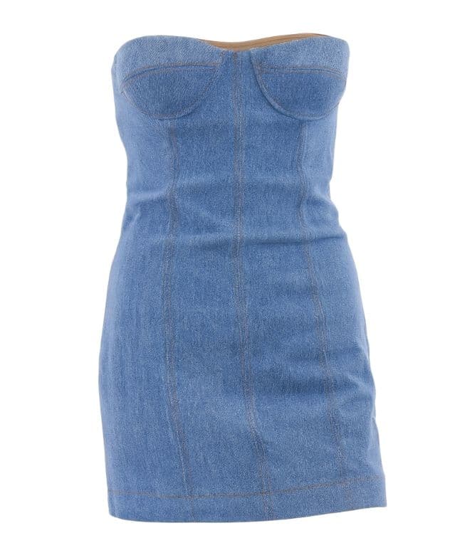 Laquan Smith Strapless Denim Mini Dress - Image 3