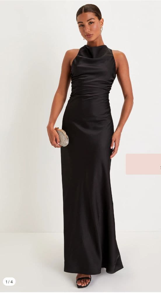 UNWORN Black Satin Maxi - Image 1