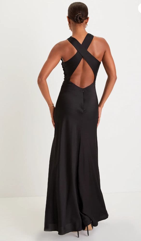 UNWORN Black Satin Maxi - Image 2