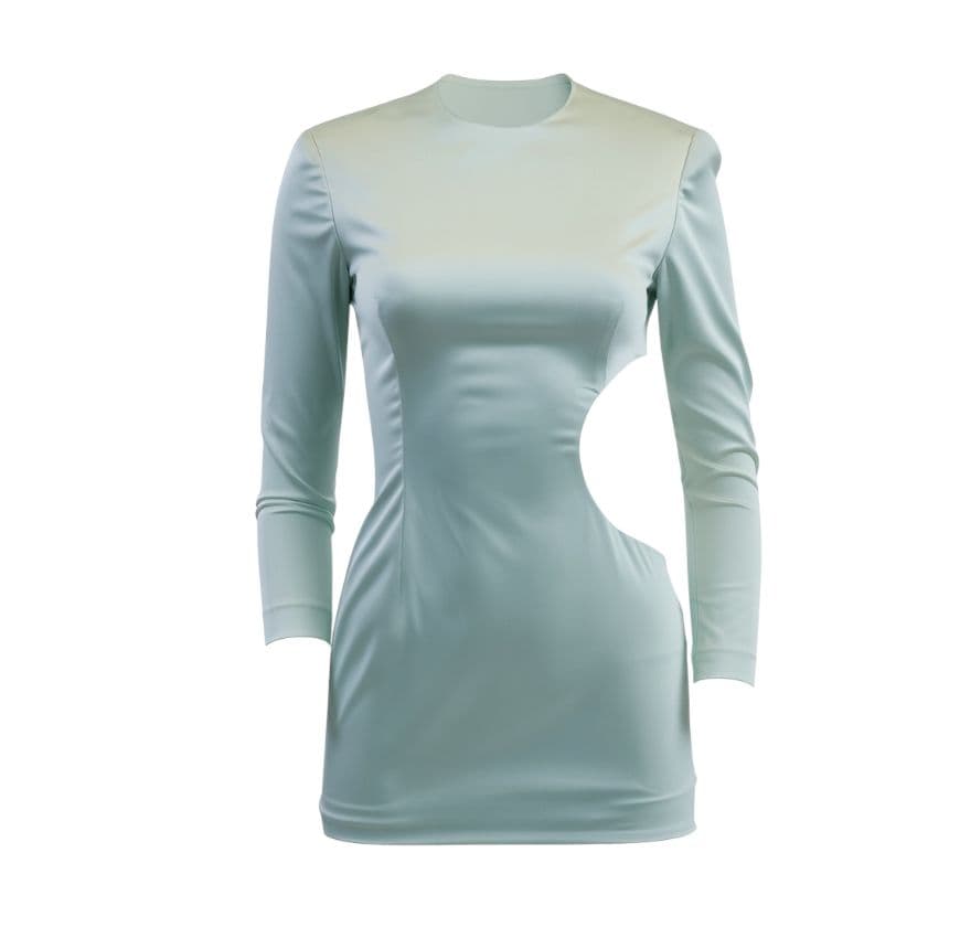 Laquan Smith Mint Green Cut Out Mini Dress - Image 3
