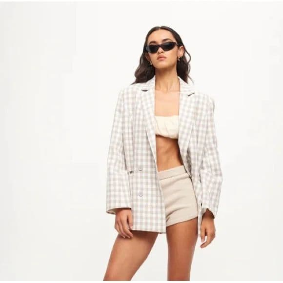 Lioness Eighties Blazer - Cream & White - Image 1