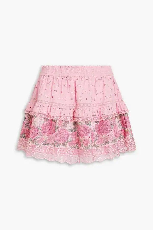 LoveShackFancy  shawna tiered embroidered broderie anglaise cotton mini skirt - Image 1