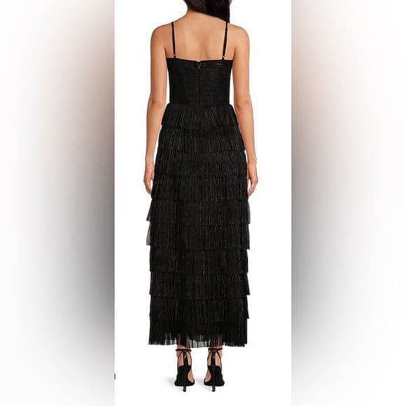 Gianni Bini Grace Metallic Plisse Cut Out Dress - Image 2