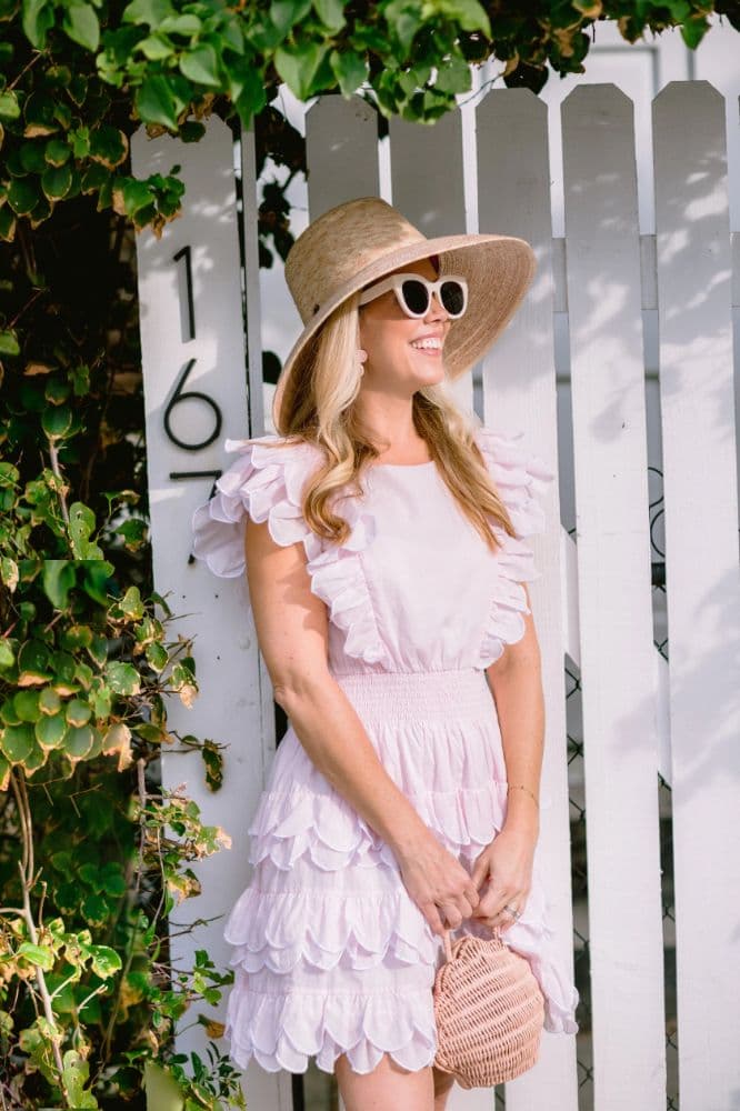 Sail to Sable Blush Ruffle Front Scalloped Hem Mini Dress - Image 3