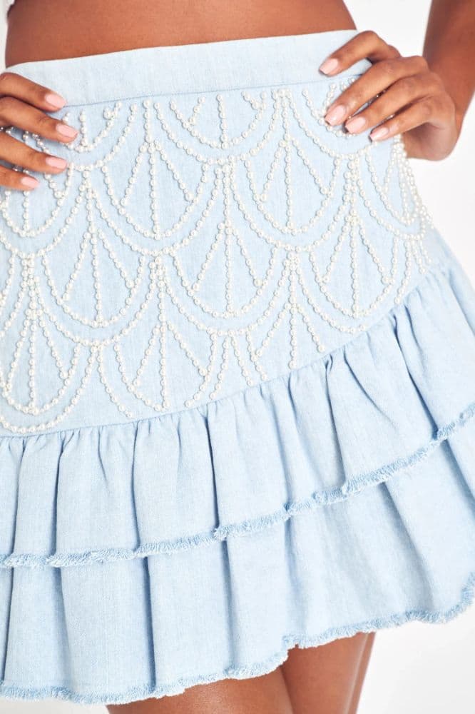 Loveshackfancy Ayana Mini Skirt in Shimmering Dusk - Image 3