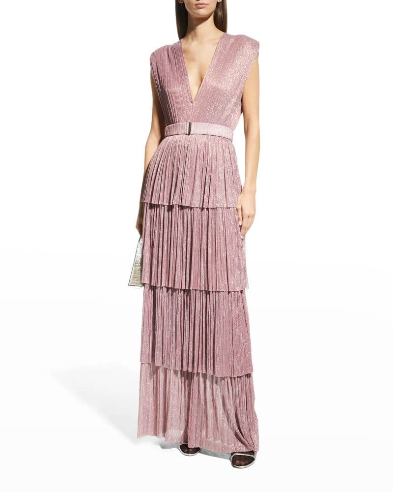Sabina Musayev Skylar Tiered Plisse Gown - Image 2