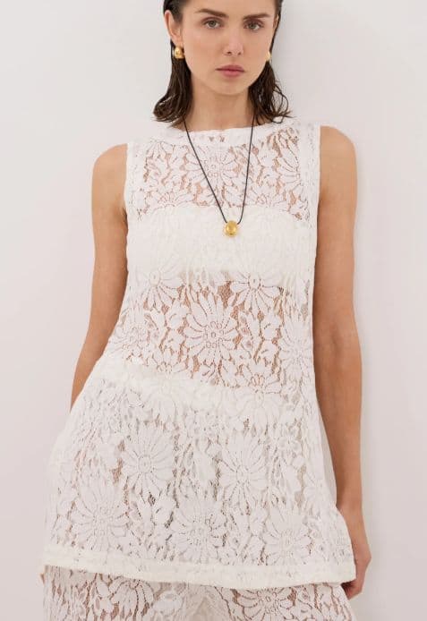 Dissh Wilma White Sleeveless Lace Tunic - Image 2