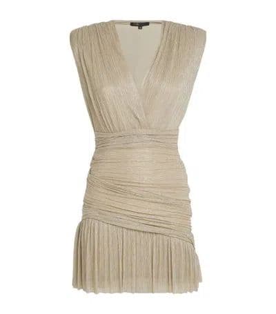 Maje Gold Pleated Mini Dress - Image 3