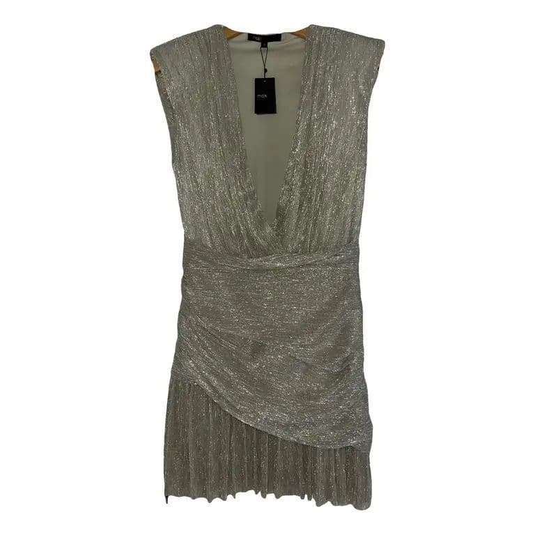 Maje Gold Pleated Mini Dress - Image 4