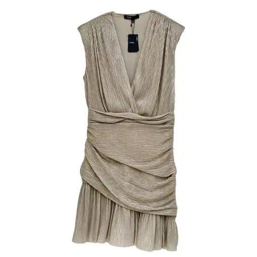 Maje Gold Pleated Mini Dress - Image 5