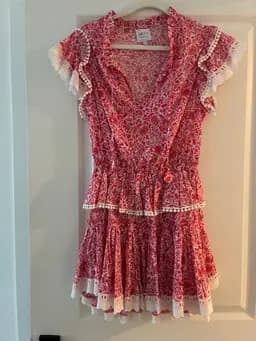 MISA Los Angeles Pink Floral Tiered Mini Dress - Size Small - Image 2