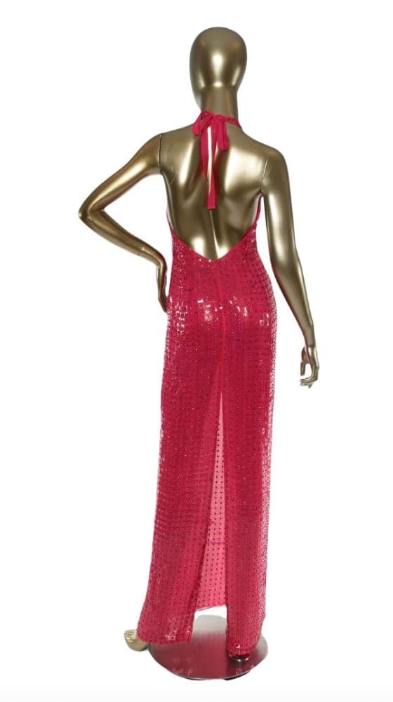 Raisa Vanessa Pink Rhinestone And Plexi Halter Gown - Image 5