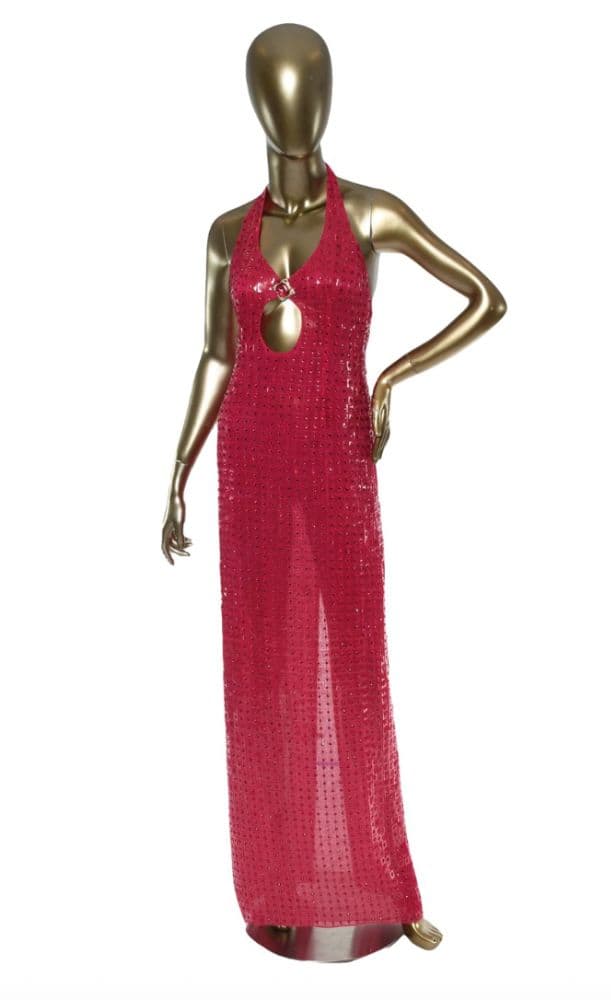 Raisa Vanessa Pink Rhinestone And Plexi Halter Gown - Image 3