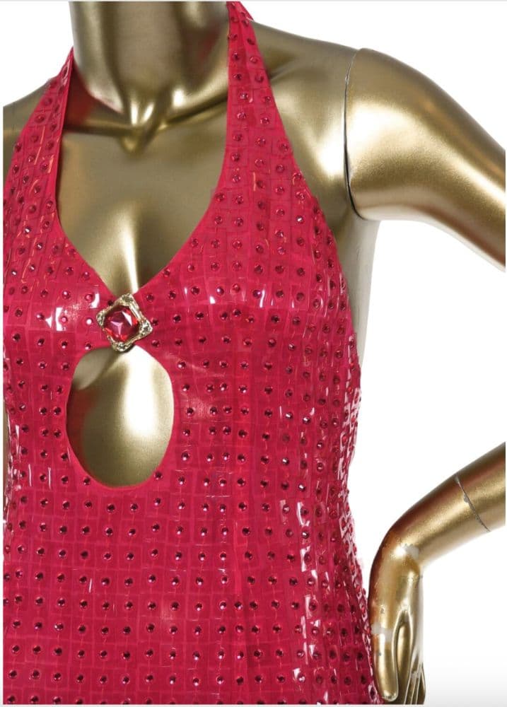 Raisa Vanessa Pink Rhinestone And Plexi Halter Gown - Image 4