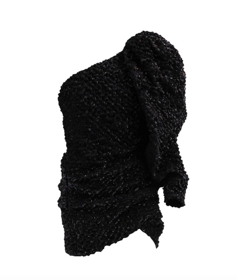 Saint Laurent One Sleeve Textured Sequin Dress - Image 5