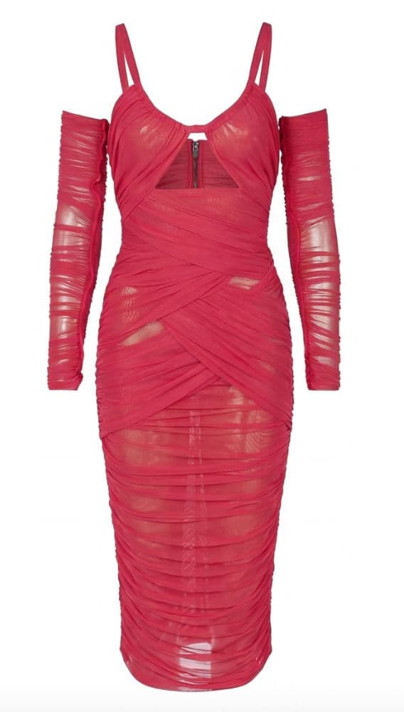 Dolce & Gabbana V-neck Long Sheer Cutout Dress Orange - Image 5