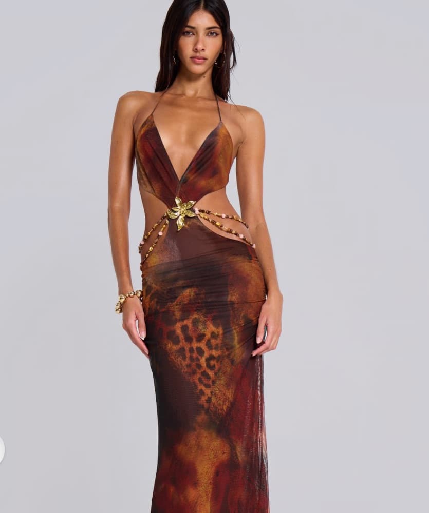 Jaded London Vida in Whiskey Maxi Dress - Image 1