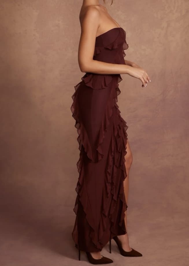 Brown ruffle dress - Image 2