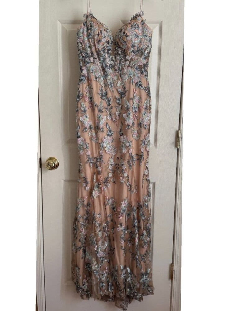 Mac Duggal - Floral Embroidered Chiffon Trumpet Gown - Image 3