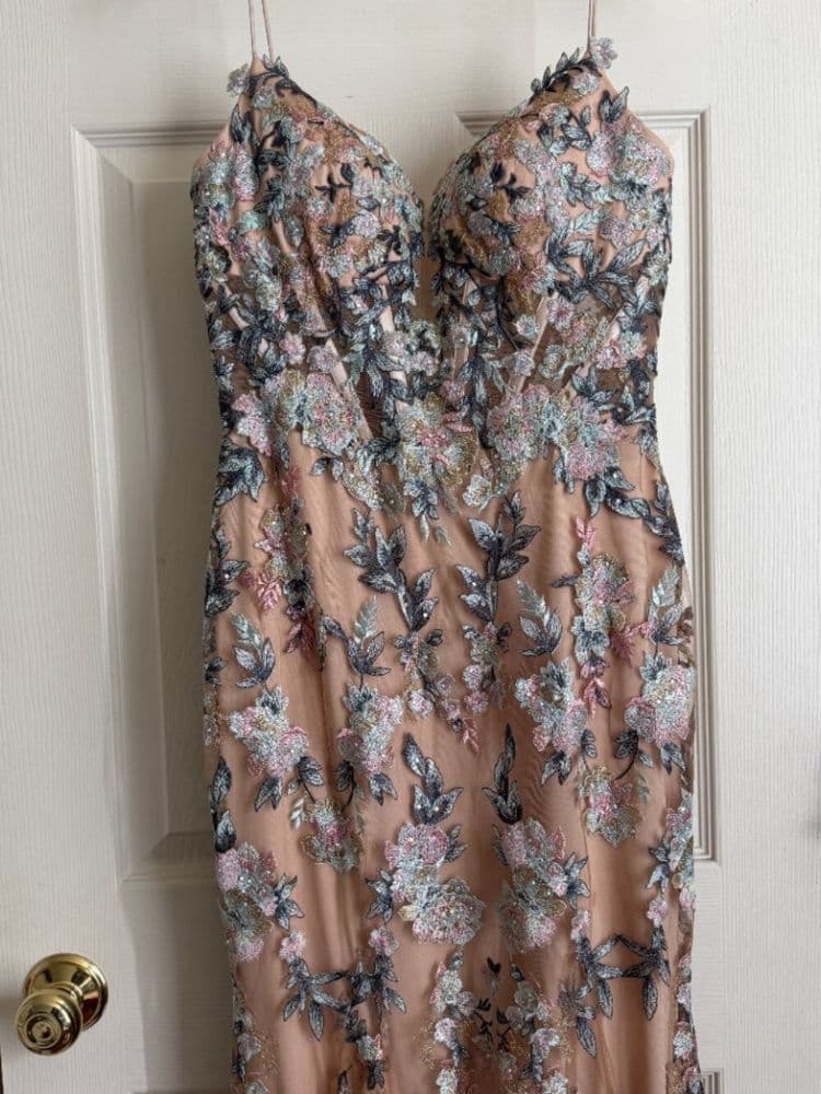 Mac Duggal - Floral Embroidered Chiffon Trumpet Gown - Image 5