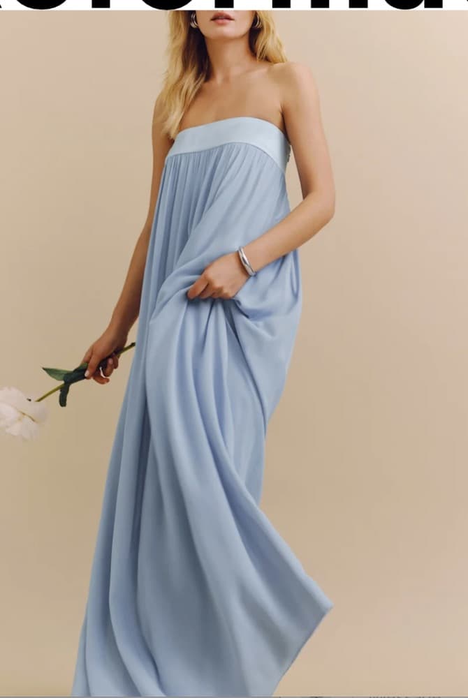 Blue Strapless Dress - Image 3