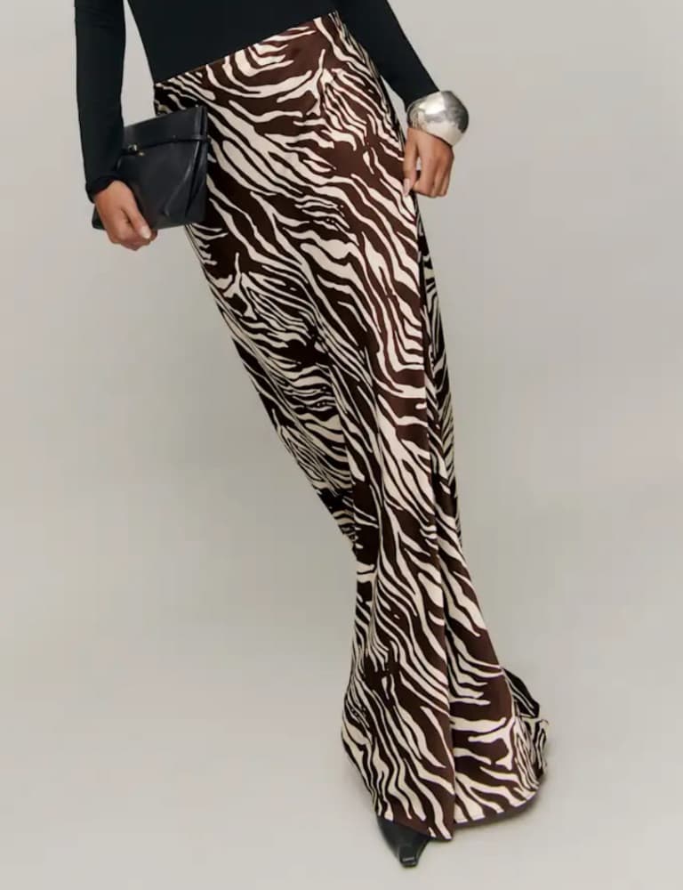 Zebra Silk Maxi Skirt - Image 1