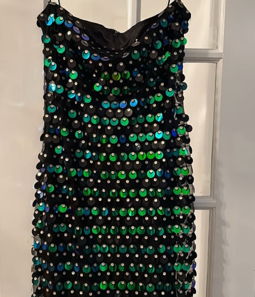Black/Green Sequin Dress - Image 2