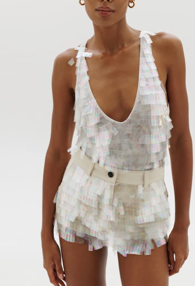 White Sequin Short Set - Image 1