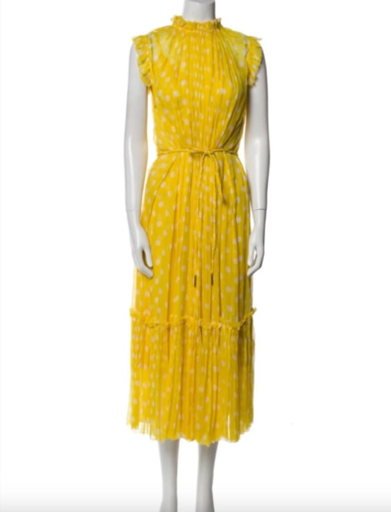 Zimmermann Brightside Yellow Polka Dot Silk Midi Dress - Image 2