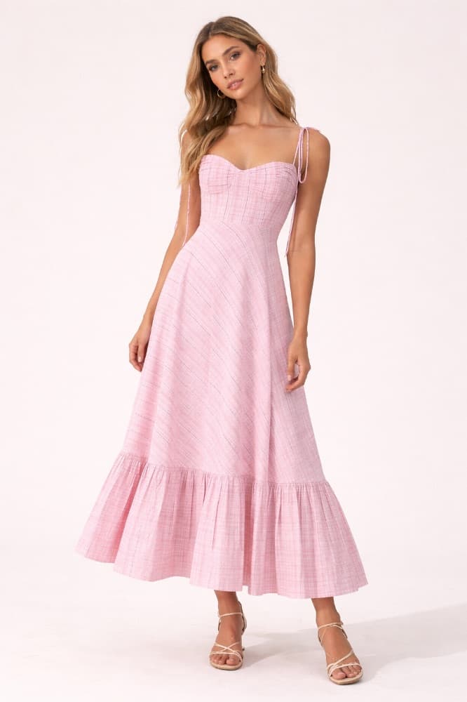 Pink Plaid Maxi Dress - Image 1