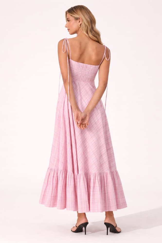 Pink Plaid Maxi Dress - Image 2