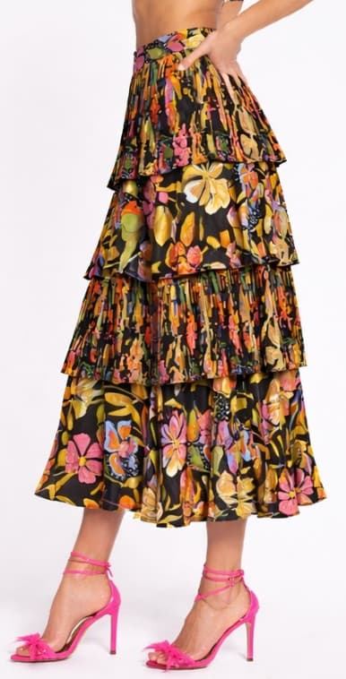 Unique Retro Tiered Floral Midi Skirt – Date night, Vacation, Girls Night, Party Ready - Image 2