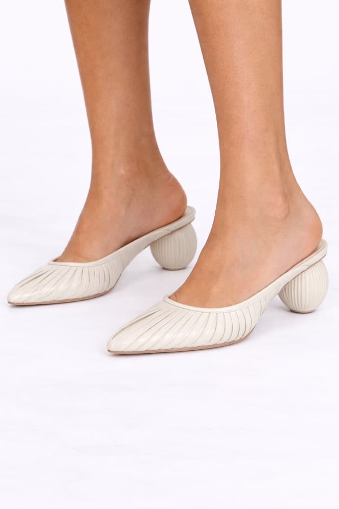Cult Gaia Alia White Leather Mules - Bridal, Vacation, Summer Date Night Ready - Image 2