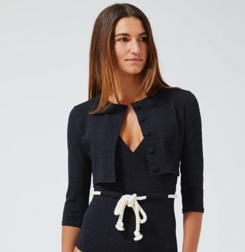 Lisa Marie Fernandez Seersucker Cropped Cardigan - Image 1