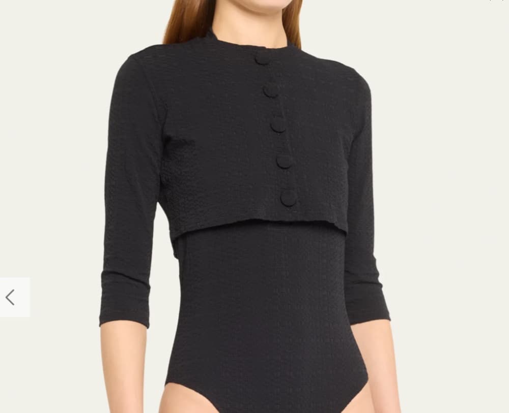Lisa Marie Fernandez Seersucker Cropped Cardigan - Image 2