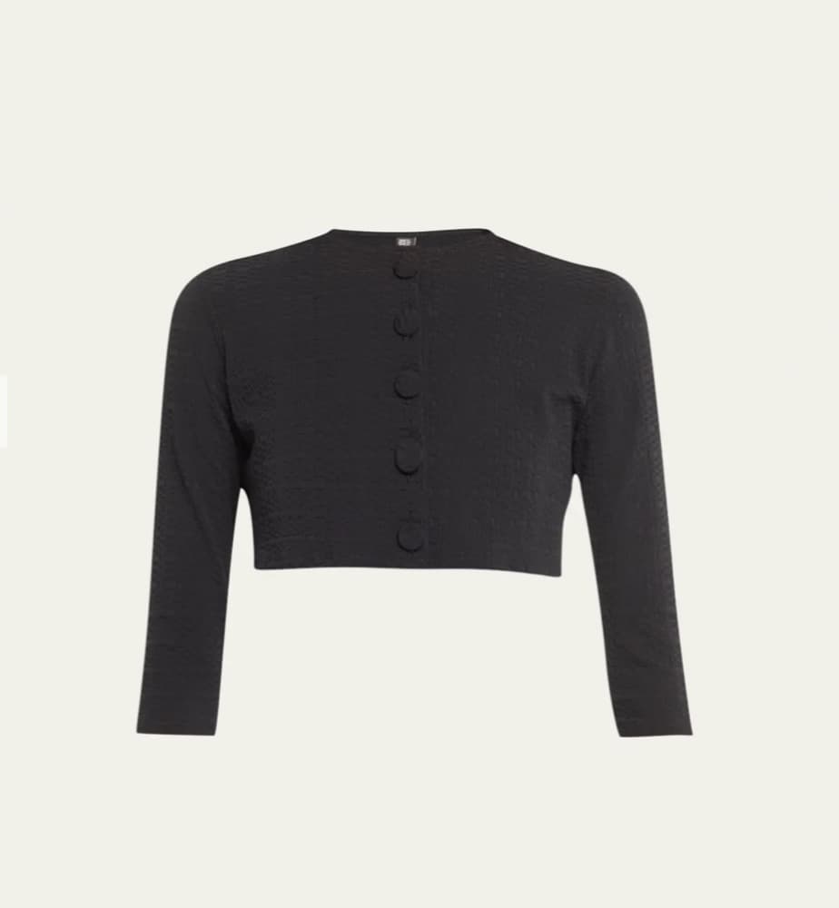 Lisa Marie Fernandez Seersucker Cropped Cardigan - Image 3